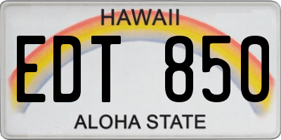 HI license plate EDT850