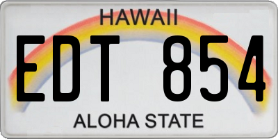 HI license plate EDT854
