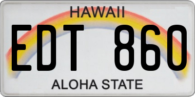 HI license plate EDT860