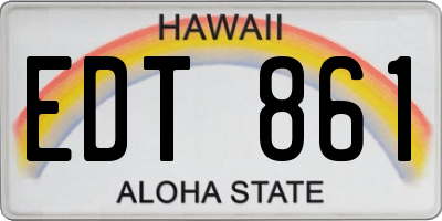 HI license plate EDT861