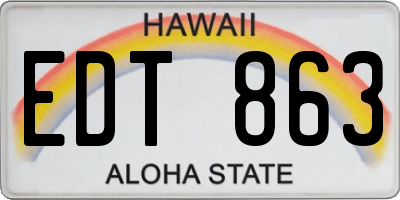 HI license plate EDT863
