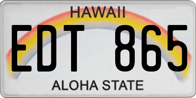 HI license plate EDT865