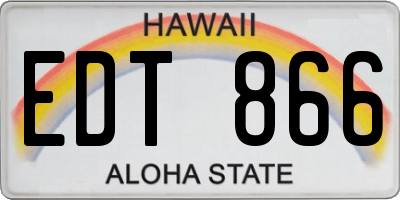 HI license plate EDT866