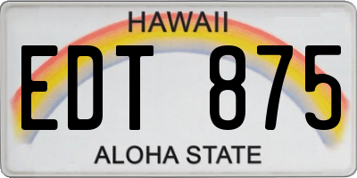HI license plate EDT875