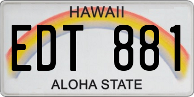 HI license plate EDT881