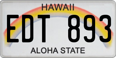 HI license plate EDT893