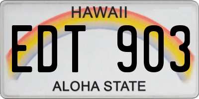 HI license plate EDT903