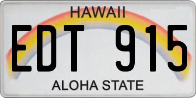 HI license plate EDT915
