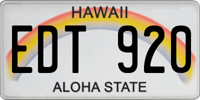 HI license plate EDT920