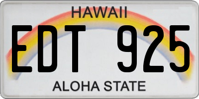 HI license plate EDT925