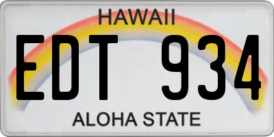 HI license plate EDT934