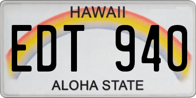 HI license plate EDT940