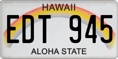 HI license plate EDT945
