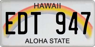 HI license plate EDT947