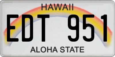 HI license plate EDT951