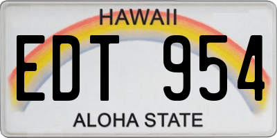 HI license plate EDT954