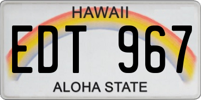 HI license plate EDT967