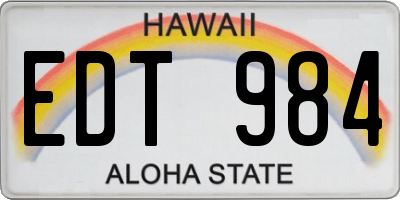 HI license plate EDT984