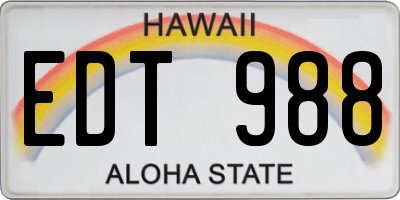 HI license plate EDT988