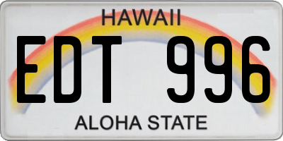 HI license plate EDT996