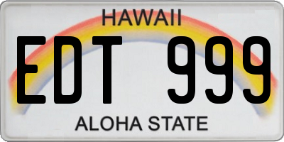 HI license plate EDT999