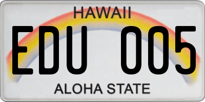 HI license plate EDU005