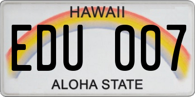 HI license plate EDU007