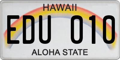 HI license plate EDU010