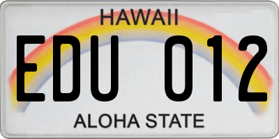 HI license plate EDU012