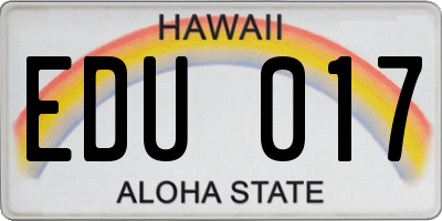 HI license plate EDU017
