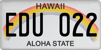 HI license plate EDU022