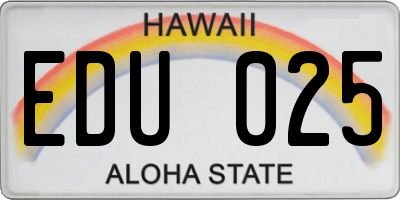 HI license plate EDU025