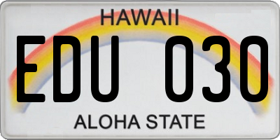 HI license plate EDU030