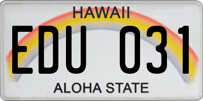 HI license plate EDU031