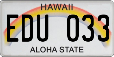 HI license plate EDU033
