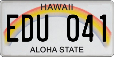 HI license plate EDU041