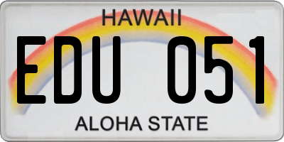 HI license plate EDU051
