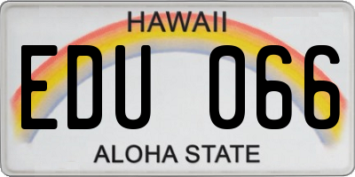 HI license plate EDU066