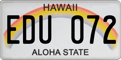 HI license plate EDU072