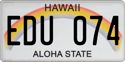 HI license plate EDU074