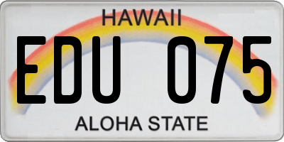 HI license plate EDU075