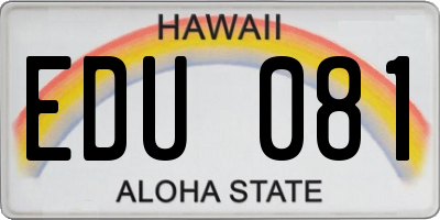 HI license plate EDU081