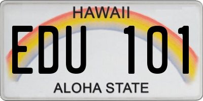 HI license plate EDU101