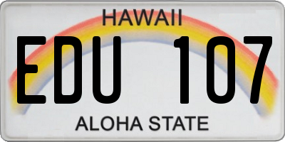 HI license plate EDU107