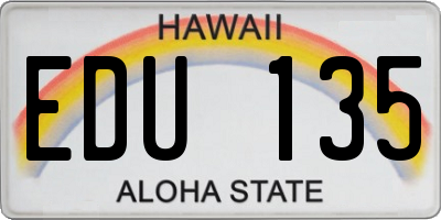 HI license plate EDU135