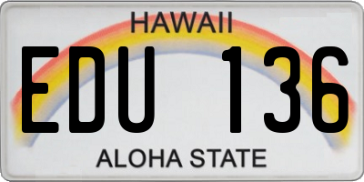 HI license plate EDU136