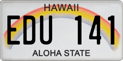 HI license plate EDU141
