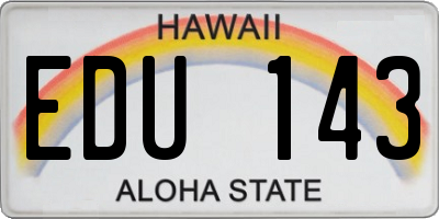 HI license plate EDU143