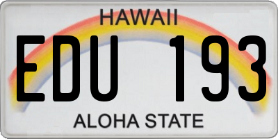 HI license plate EDU193