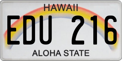 HI license plate EDU216